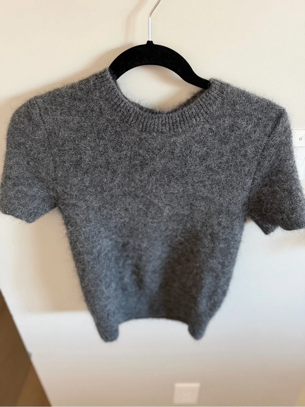 Gianni Bini Alpaca Short-Sleeve Crewneck Sweater in Charcoal - Picture 2 of 8